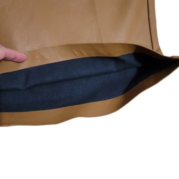 Eloquii Faux Leather Pants Women Sz 24 Cropped High Waisted Camel Tan Flare Leg - Picture 6 of 12